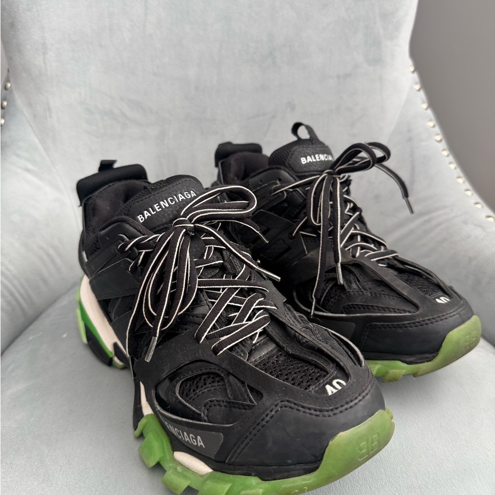 Balenciaga Black and Green Sneakers